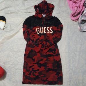 Red Camouflage Dress with Fishnet (Guess)